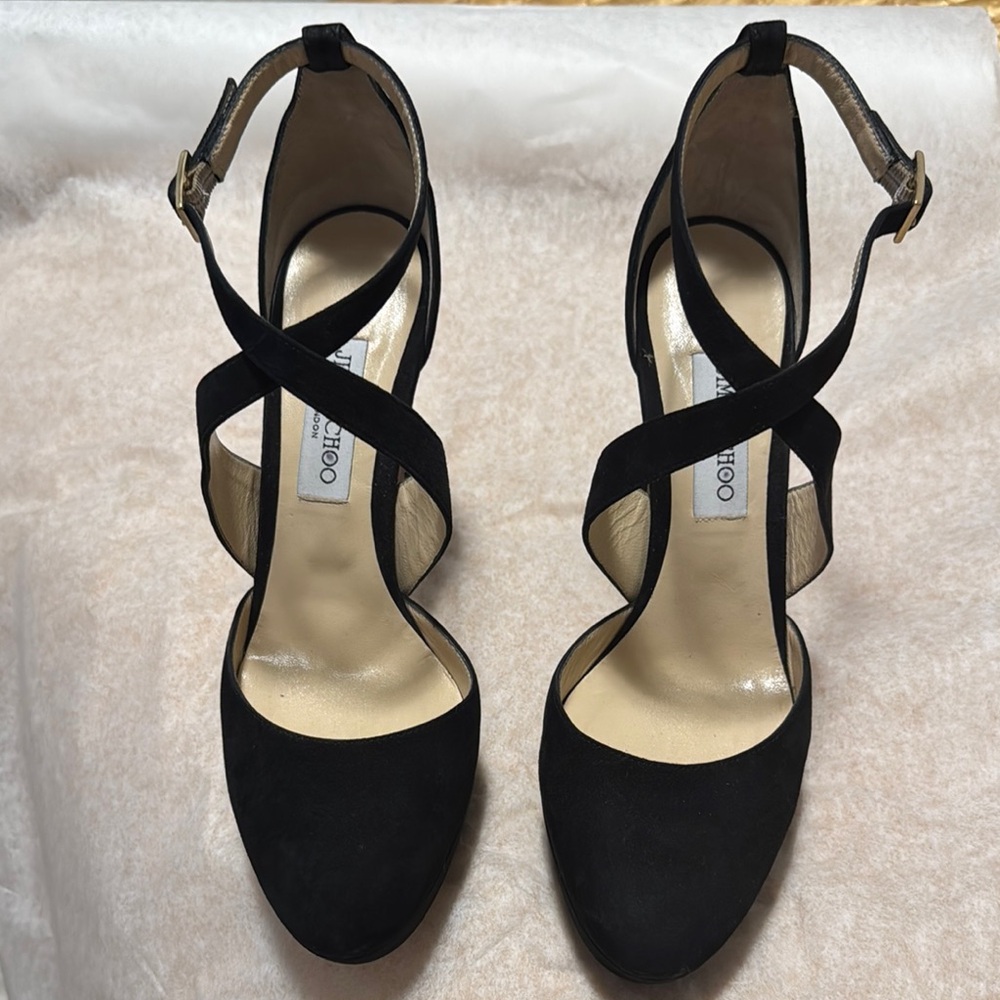 Jimmy Choo Black Elegant Heels with Ankle Straps